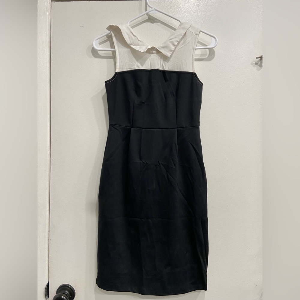 Black and white collared pencil dress- Wednesday Adams dress